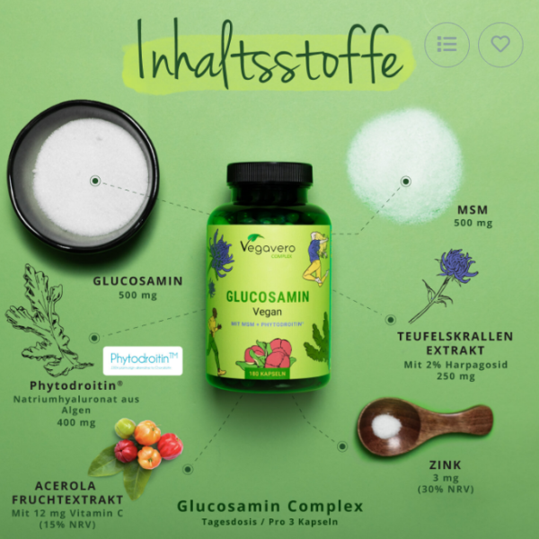 Vegavero GLÜKOOSAMIINI KOMPLEKS (180 kapslit) - Image 2